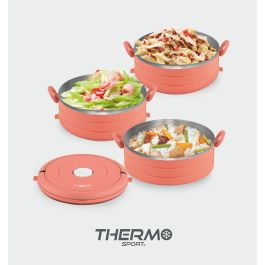 Thermosport Fiambrera Plástico Acero 0.6L - Dimensiones: 15.6 cm Ancho x 18 cm Alto x 15.3 cm Largo (6 Unidades)