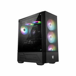 MSI MAG Forge 112R Caja PC Gaming Midi Tower Negra Transparente con Ventana Lateral de Cristal Templado, 4 Ventiladores ARGB y Filtro Anti-polvo