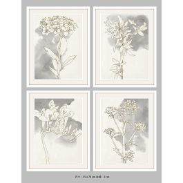 DKD Home Decor Cuadro Romántico 2.5 x 70 x 55 cm Gris Blanco Cristal MDF Flores (4 Unidades) Precio: 110.07612. SKU: S3018204