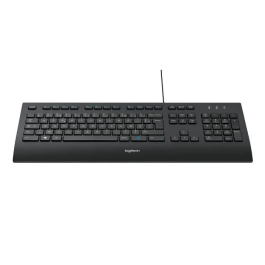 Logitech Teclado K280E Cableado con Reposamuñecas, Diseño a Prueba de Salpicaduras, Teclas Silenciosas USB