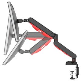 iiyama DSG3001C-R1 Soporte de Monitor para Escritorio, Ajuste de Altura, VESA 100x100/75x75, hasta 30", 9 kg, Negro y Rojo, con conector USB