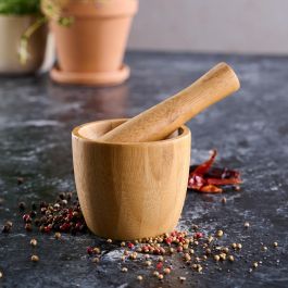 Day Mortero Con Mano Bambú Ø9x8 cm, Mano Ø3x13 cm