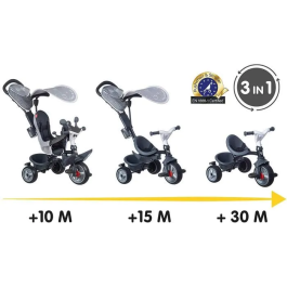 Smoby Triciclo Baby Driver Plus Gris - Bicicleta Evolutiva Infantil desde 10 Meses con Ruedas Silenciosas y Freno de Estacionamiento