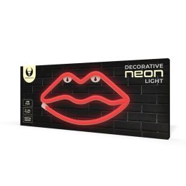 Forever Lámpara Neon LED Lips Red - Decoración Iluminación LED para Pared, USB o Pilas AA