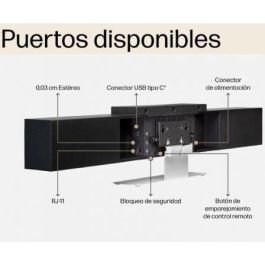 Poly 842D4AA Barra de Vídeo USB Studio 4K 120º Campo Visión Salas Medianas DirectorAI Audio Inteligente Certificado Zoom Teams