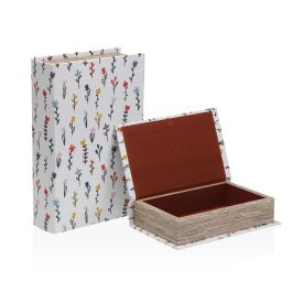 Caja Decorativa Versa Blume Lienzo Madera MDF Libro Caja Decorativa Versa Blume Lienzo Madera MDF Libro