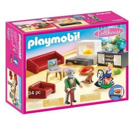 Playmobil Casa Muñecas Salón con Abuelo y Nieto, Muebles y Componentes Sorpresa