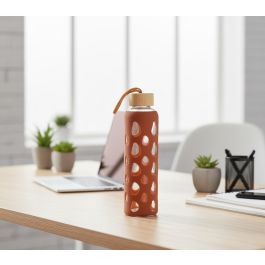 Inde Botella Agua Vidrio/Silicona 600 ml 7 x 7 x 25 cm