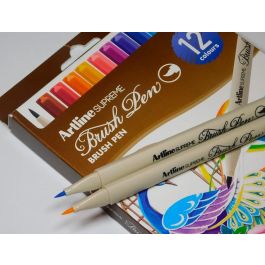 Rotulador Artline Supreme Brush Epfs Pintura Base De Agua Punta Tipo Pincel Trazo Fino Bolsa De 12 Unidades