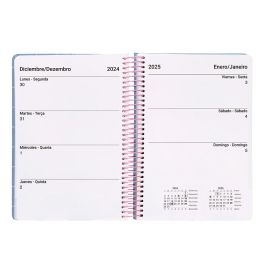 Agenda Espiral Liderpapel Classic A6 2025 Semana Vista Color Azul Claro Papel 70 gr