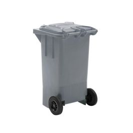 Papelera Contenedor Q-Connect Plastico Gris Para Desechos En General 100 L Con Tapa Y Ruedas 750x470x370 mm