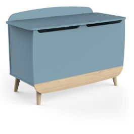 Demeyere AUC1703287660619 Caja para juguetes FIRMIANA estilo escandinavo azul tormenta y madera natural 82,4 x 39,1 x 58,9 cm