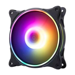 Hiditec N18 ARGB Ventilador para Carcasa PC 12cm, Iluminación ARGB, Negro, Soporte Hidráulico, 19.5 dB, 37.8 CFM