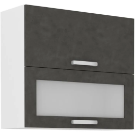 LASSEN Armario alto con 2 puertas basculantes (1 cristal) gris mate - A 80 x P 31,6 x A 72 cm Precio: 117.49999998. SKU: B1H99XJDRY