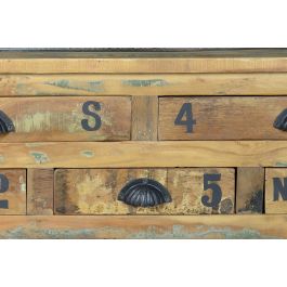 Giner y Colomer Mesa de Café con Ruedas de Metal y 5 Cajones, Madera Reciclada Multicolor