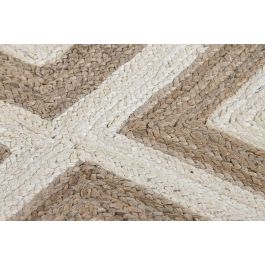 DKD Home Decor Alfombra Scandi Right Marron Claro Blanco Yute Algodon Polyester 120 x 120 cm (2 Unidades)