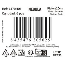 La Mediterranea Plato Hondo "Nebula" Ø20 cm (12 Unidades)