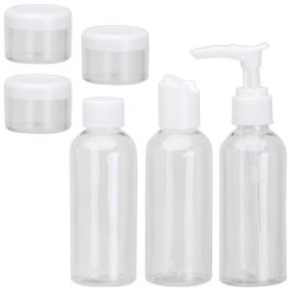 Jet Lag Kit Viaje Neceser con 6 Piezas, Transparente y Cierre Zip, Ideal Cabina Avión