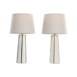 DKD Home Decor Lámpara de Sobremesa Urban, Blanco y Verde, Cerámica y Poliéster, 25x25x45 cm, Casquillo E27, Pack 2 Unidades Precio: 49.50000011. SKU: B12DA5NPZP