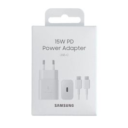 Cargador de Pared + Cable USB C Samsung EP-T1510XWE Blanco 15 W Cargador de Pared + Cable USB C Samsung EP-T1510XWE Blanco 15 W