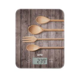 Laica Báscula de Cocina Electrónica KS5010, Máximo 10 kg, Diseño Cucharas Madera