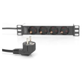 Digitus Regleta de Enchufes 10" Perfil Aluminio Negro, 4 Enchufes Tipo F, Basic 0U/1U