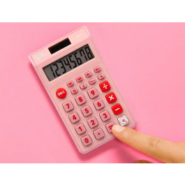Liderpapel xf12 Calculadora de Bolsillo 8 Dígitos Solar y Pilas Color Rosa 115x65x8 mm