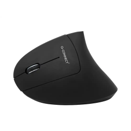 Q-connect Ratón Óptico Inalámbrico Ergonómico Vertical DPI 800/1200/1600 Pilas AAA Negro