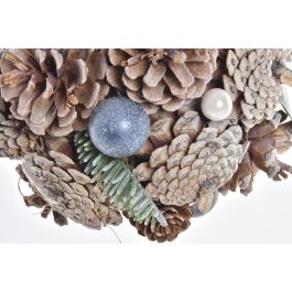 DKD Home Decor Bola Decoración Navidad Fantasía Natural Blanco Piñas 18x18x18 cm (2 Unidades)