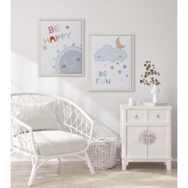 DKD Home Decor Cuadro Infantil Multicolor Blanco 2 x 50 x 40 cm (4 Unidades)