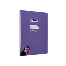 Liderpapel Cuaderno Espiral Pautaguía A4, Tapa Blanda, 80 Hojas 75gr, Cuadro Pautado 4mm, Color Lila