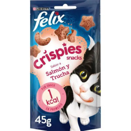 Purina Felix Crispies Snack para Gato Sabor Salmón y Trucha con Proteínas y Omega 6 - 8 Bolsitas de 45 g Precio: 13.5899995. SKU: B1HSMDKGHN