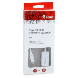EQUIP Adaptador USB-C a RJ45 Gigabit Ethernet 10/100/1000 Mbps Cable de Red Plata 0.15m