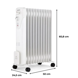 Oceanic Radiador Baño de Aceite Eléctrico 2500W Blanco 11 Elementos 3 Potencias Móvil