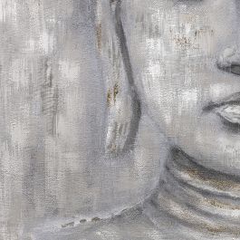 DKD Home Decor Cuadro Oriental Gris Plateado 2.4 x 100 x 100 cm Pintado a Mano con Buda (2 Unidades)