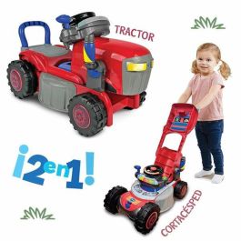 Triciclo Infantil de Plástico 2 en 1 Convertible en Tractor y Cortacésped Rojo para Niños de 12 a 36 Meses con Sonidos y Luces