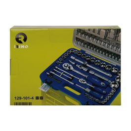 Irimo Juego de Vasos Hexagonales ½ y ¼ Pulg, 101 Piezas 129-101-4, Vasos Métricos Acero Cromo Vanadio