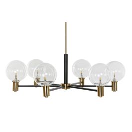 DKD Home Decor Lámpara de Techo Moderna Negro Dorado 83 x 83 x 128 cm Metal Cristal