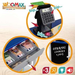 Woomax Supermercado de Madera con 25 Accesorios y Caja Registradora Eléctrica 48x30xh70 cm