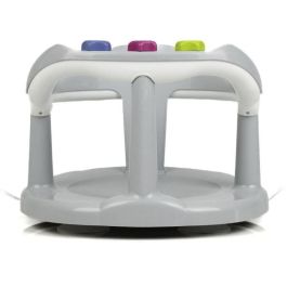 Thermobaby Anillo de Baño Aquababy para Bebés con Respaldo, Apoyabrazos, 3 Juguetes Educativos, Ventosas y Superficie Antideslizante Gris Charme
