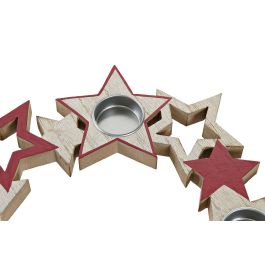 DKD Home Decor Portavela de Navidad Tradicional de Madera para 4 Velas, Rojo Blanco, 32x32x1.9 cm (Pack de 2 Unidades)