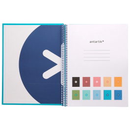 Antartik Cuaderno espiral A4, tapa dura forrada, 80 hojas, 90 gr, horizontal, color turquesa