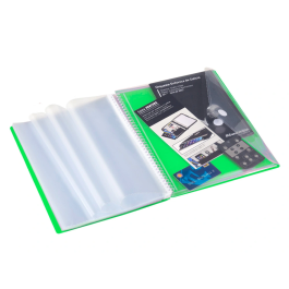 Carchivo Carpeta Archivex Polipropileno Canguro Verde Escaparate Espiral 40 Fundas Cierre Gomas DIN A4