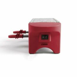 Livoo DOC156RC Máquina Raclette para 2 personas 350W con Bandeja de Granito Extraíble, 2 Ollas de Fondue y Pies Antideslizantes - Rojo Chile