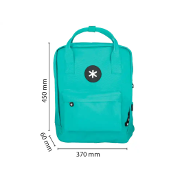 Antartik Mochila Cubo Menta 300x115x390 mm con Bolsillos Exteriores, Compartimento Portátil y Asas Metálicas, Adaptable a Carrito
