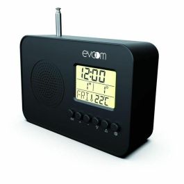 Evoom EVO3700527306148 Radio Reloj Despertador Inteligente LEKIO con Visualización de Fecha, Hora, Temperatura y Humedad - Negro