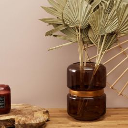 Home Deco Factory Jarrón Marrón-Dorado Vidrio Altura 20,5 cm