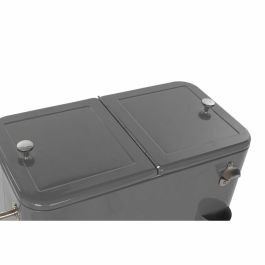 DKD Home Decor Nevera Portátil 56 Litros con Ruedas No Eléctrica Gris Oscuro de Acero y PP para Terraza y Jardín 43x80x74 cm