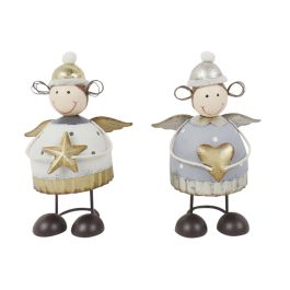 DKD Home Decor Figura Navidad Moderna Metal Blanco Gris 6.5 x 14 x 9 cm Angel (6 Unidades) Precio: 27.50000033. SKU: B1A587LWAV