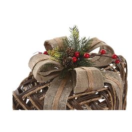 DKD Home Decor Alpina Set Decoración Navideña LED con Pilas de Ratán Natural - 2 Unidades (3 Piezas cada una) - 28x28x31 cm